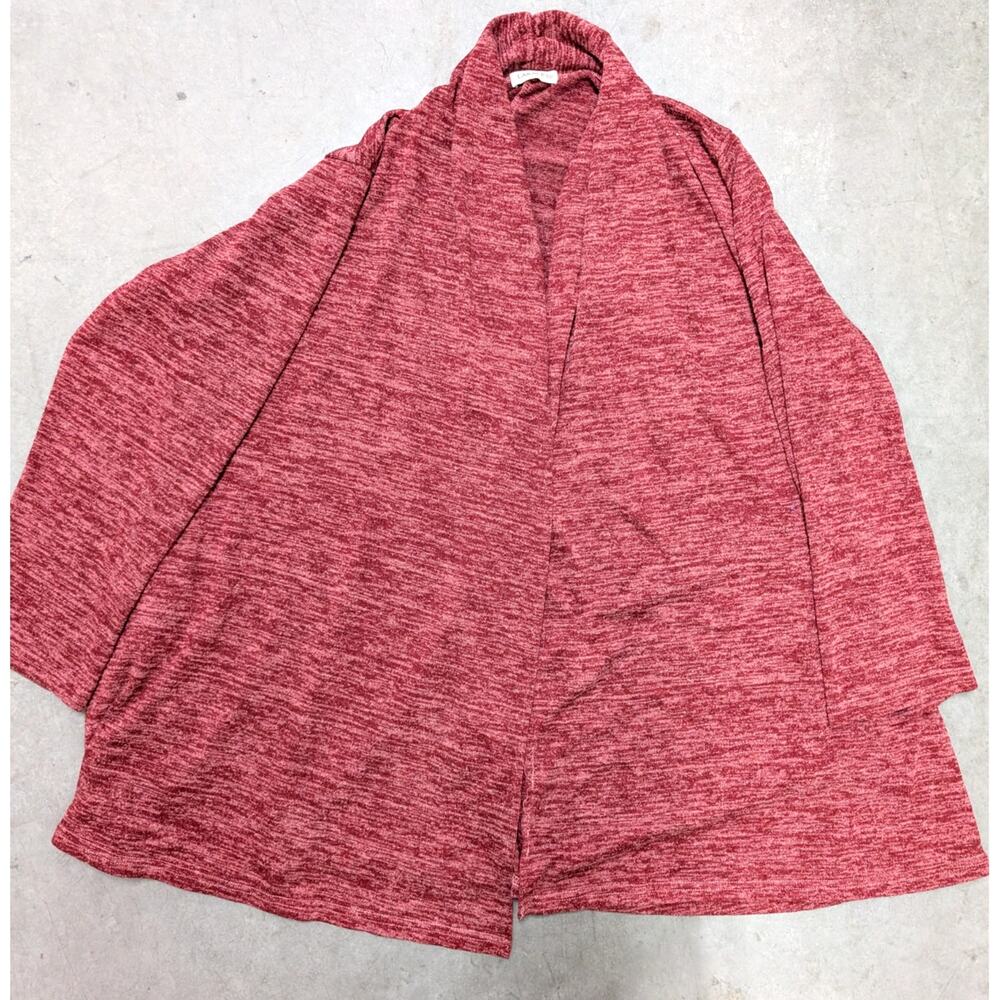 Larace Women Plus Size 3X Burgundy Space Dye Open Front Cardigan Lightweight